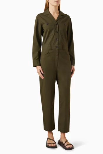 Patto Long-sleeve Jumpsuit in Stretch Cotton