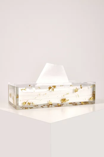 Gold Flake Tissue Box in Resin