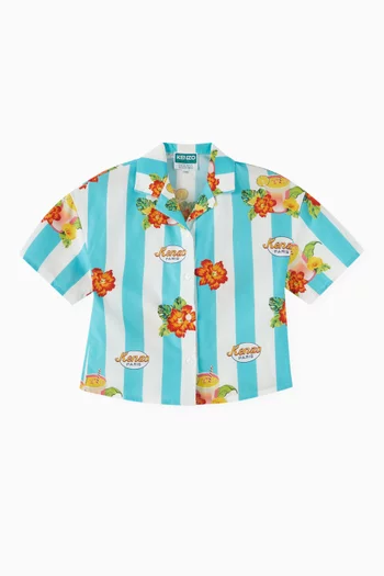Boke-flower Print Shirt in Cotton Poplin