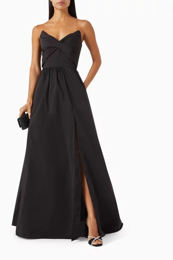 Pleated Bow Gown in Taffeta