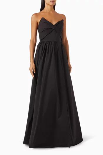 Pleated Bow Gown in Taffeta