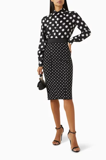 Polka-dot Print Shirt in Silk-twill