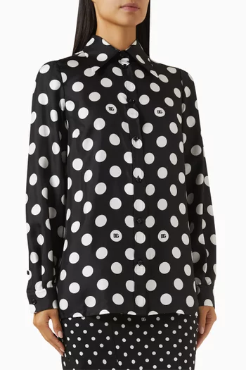 Polka-dot Print Shirt in Silk-twill