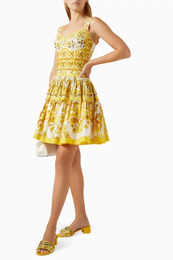 Majolica Print Corset Top in Cotton Poplin
