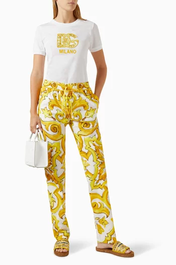 Majolica Print Pants in Silk Twill