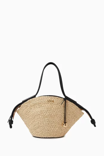 Small Paseo Basket Bag in Raffia and Leather