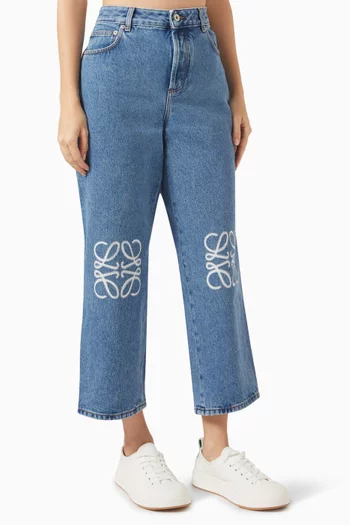 Anagram Cropped Jeans in Denim