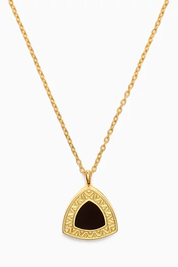 Deco Onyx Trillion Locket Necklace in 18kt Gold Vermeil