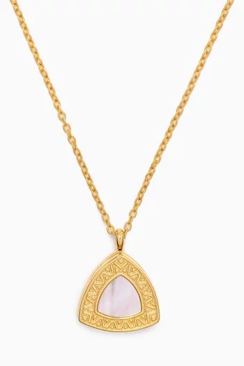 Deco Mother-of-Pearl Trillion Locket Necklace in 18kt Gold Vermeil