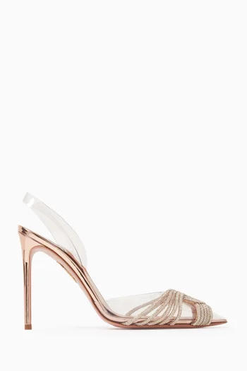 Gatsby 105 Crystal-embellished Slingback Pumps in PVC & Leather