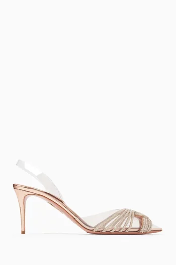Gatsby 75 Crystal-embellished Slingback Pumps in PVC & Leather