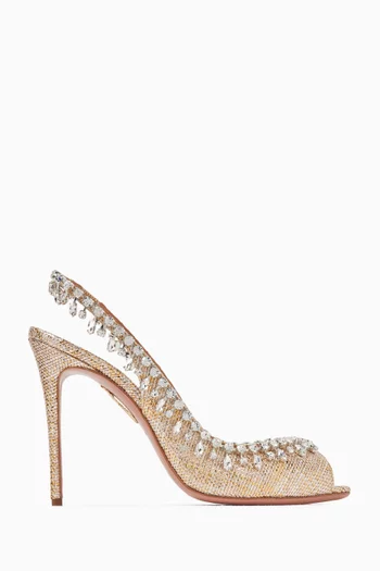Temptation 105 Crystal Slingback Pumps in Weaved Leather