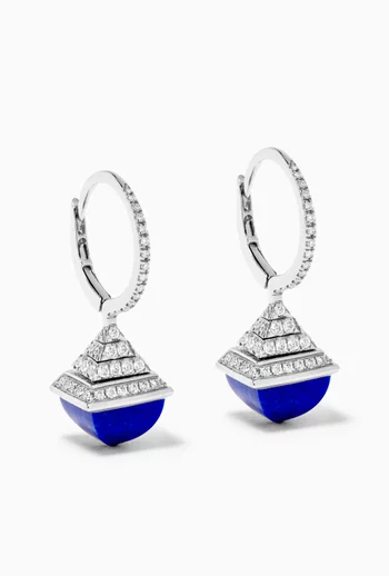 Cleo Mini Rev Diamond & Lapis Lazuli Drop Earrings in 18kt White Gold