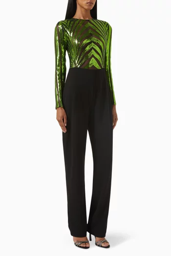 Sequin-embellished Jumpsuit in Crepe