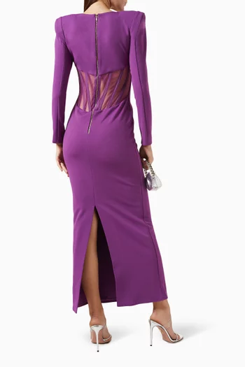 Square-neck Maxi Dress in Nylon-blend