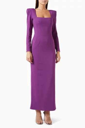 Square-neck Maxi Dress in Nylon-blend