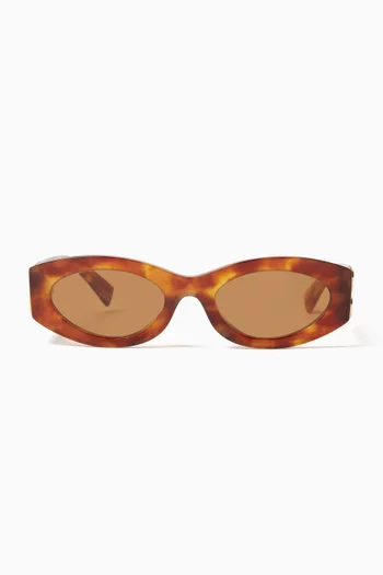 Logo Havana Oval Sunglasses in Acetate