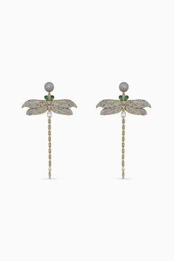 Dargonfly Earrings in 24kt Gold-plated Bronze