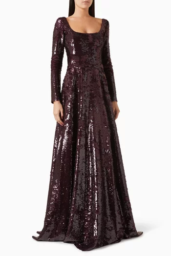 Ema Sequinned Evening Gown