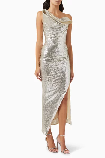 Exhilarate Sequin Frill Gown in Mesh