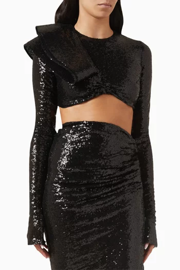 Illusion Sequin Crop Top in Mesh