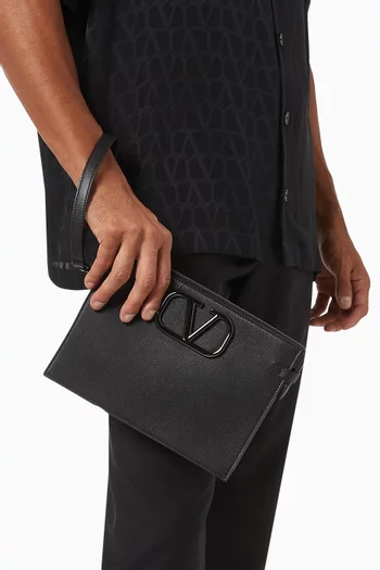 Valentino Garavani VLogo Flat Pouch in Calf Leather