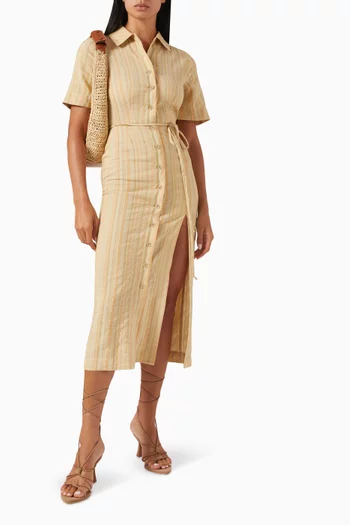 Button-Up Midi Shirt Dress in Tencel Blend