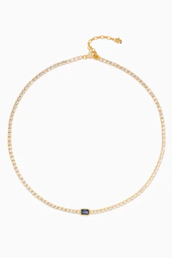 Jewel CZ Tennis Necklace in Gold-plated Brass
