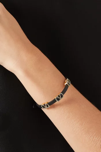 Valentino Garavani VLOGO Strass Bracelet in Leather