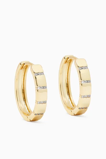 CZ Pavé Huggie Earrings in 14kt Gold-plated Brass