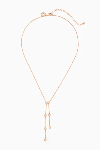 Round Bezel Drop Necklace in Rose Gold-plated Brass