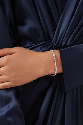 سوار تنس مرصع بأحجار زركونيا مكعبة متدرجة الحجم نحاس مطلي روديوم