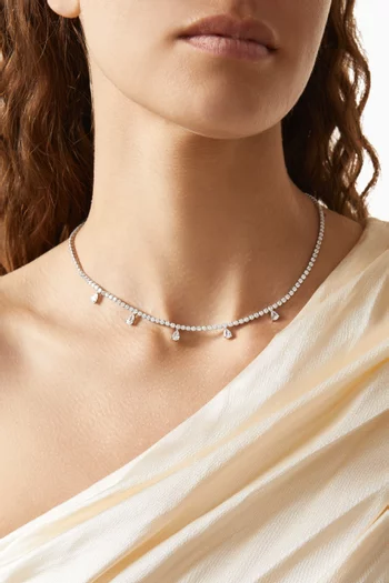 Flexi Tennis Necklace in Rhodium-plated Brass