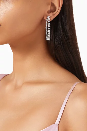 Marquis-cut Dangle Earrings in Rhodium-plated Brass