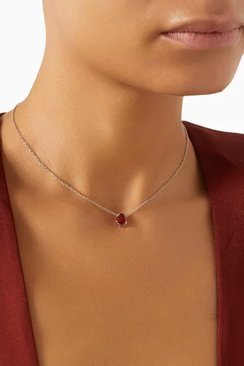 Pear-cut Pendant Necklace in Rhodium-plated Brass