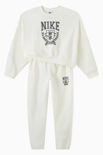 Oversized Varsity Logo Sweatshirt in Cotton Blend Fleece
