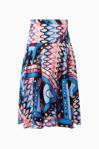 Viola-print Skirt in Viscose