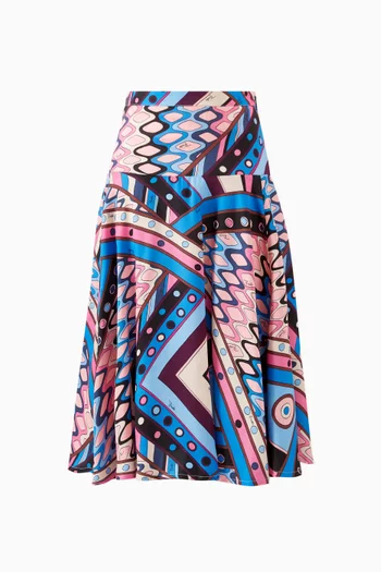 Viola-print Skirt in Viscose