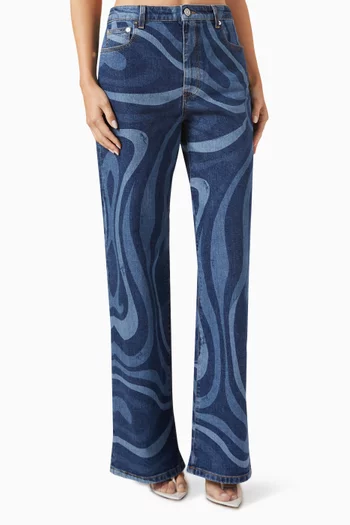 Marmo-print Straight-leg Jeans