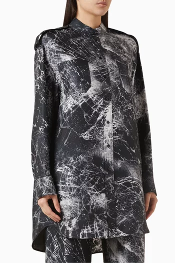 Smashed Screen Mini Shirt Dress in Silk