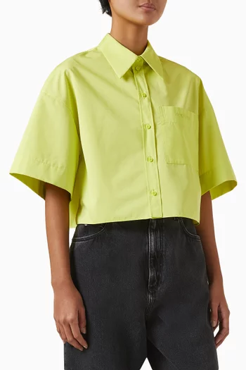 Boxy Crop Military Shirt in Cotton