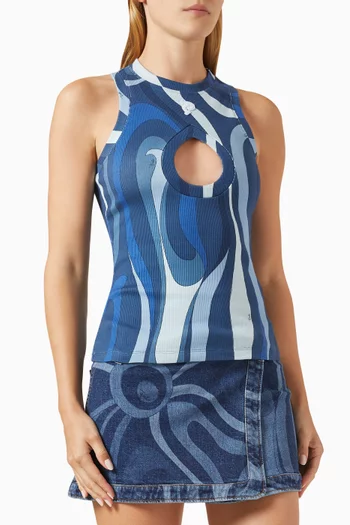 P Marmo-print Tank Top in Ribbed-cotton