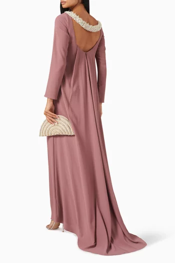Veronica Embellished-neck Maxi Dress in Crepe