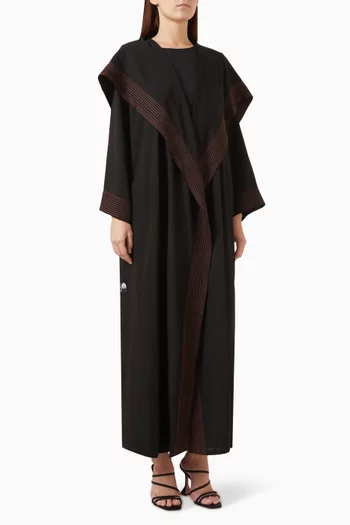 Contrast-stitch Formal Abaya in Crepe