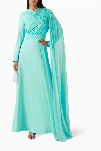 Fleur Embellished Maxi Dress in Crepe