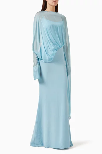 Ophelia Maxi Dress in Silk-chiffon & Crepe de Chine