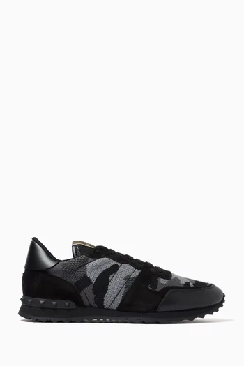 Valentino Garavani Camouflage Rockrunner Sneakers in Mesh Knit