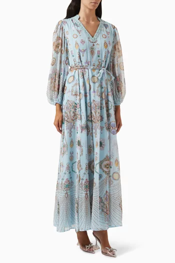 Beaujolais-A Printed Maxi Dress in Chiffon