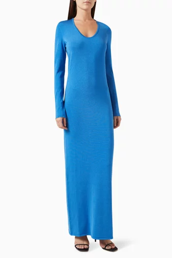 Long-sleeve Maxi Dress in Viscose-blend Jersey