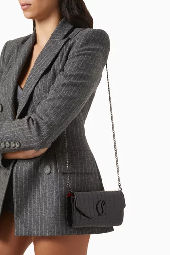 Loubi54 Wallet on Chain in Croc-embossed Leather